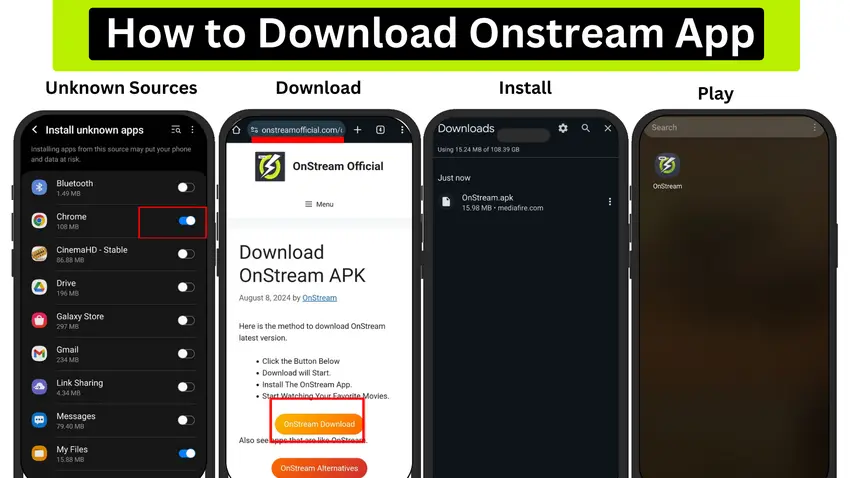 how to download onstream in android